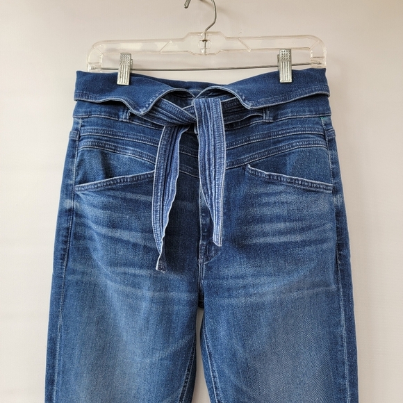 Mother Triple Stack Looker Wish on a Star Jeans Size 31 Blue High Waist Tie - Picture 6 of 16